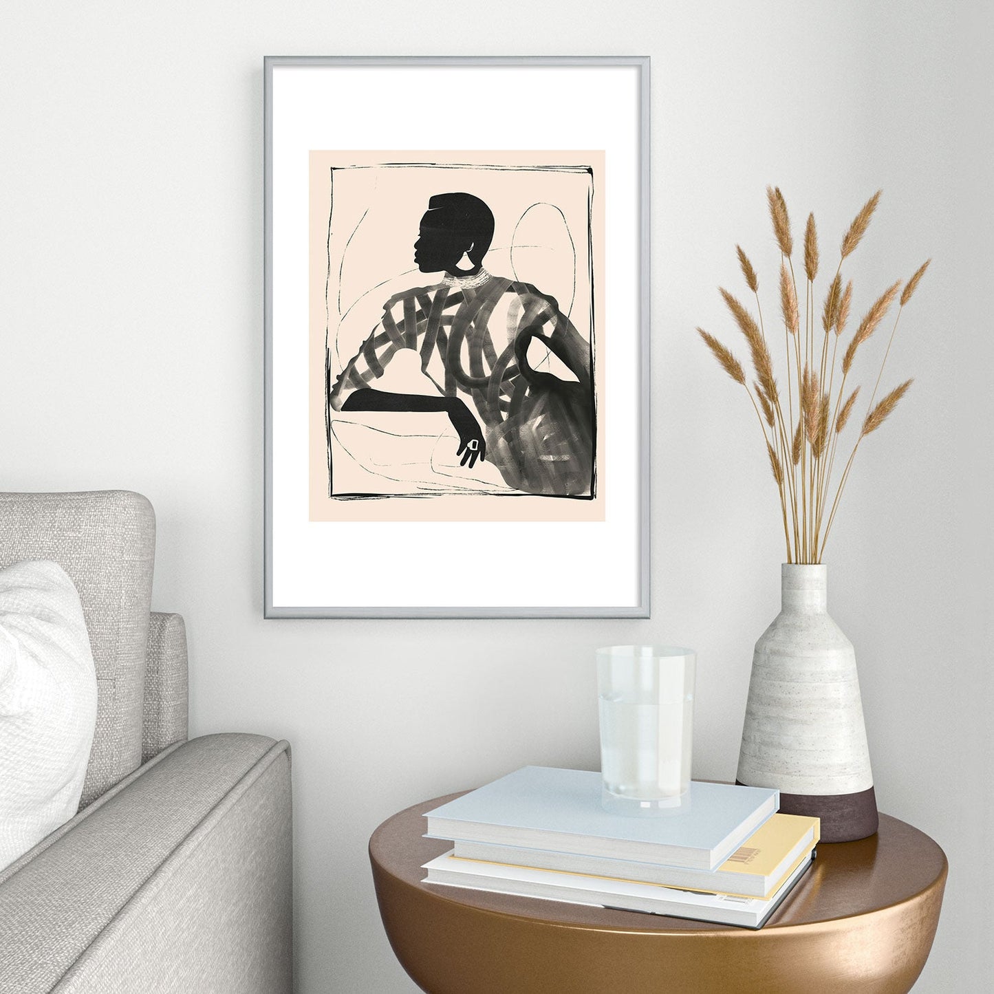 ThingDesign Lady Portrait Metal Framed Art Print