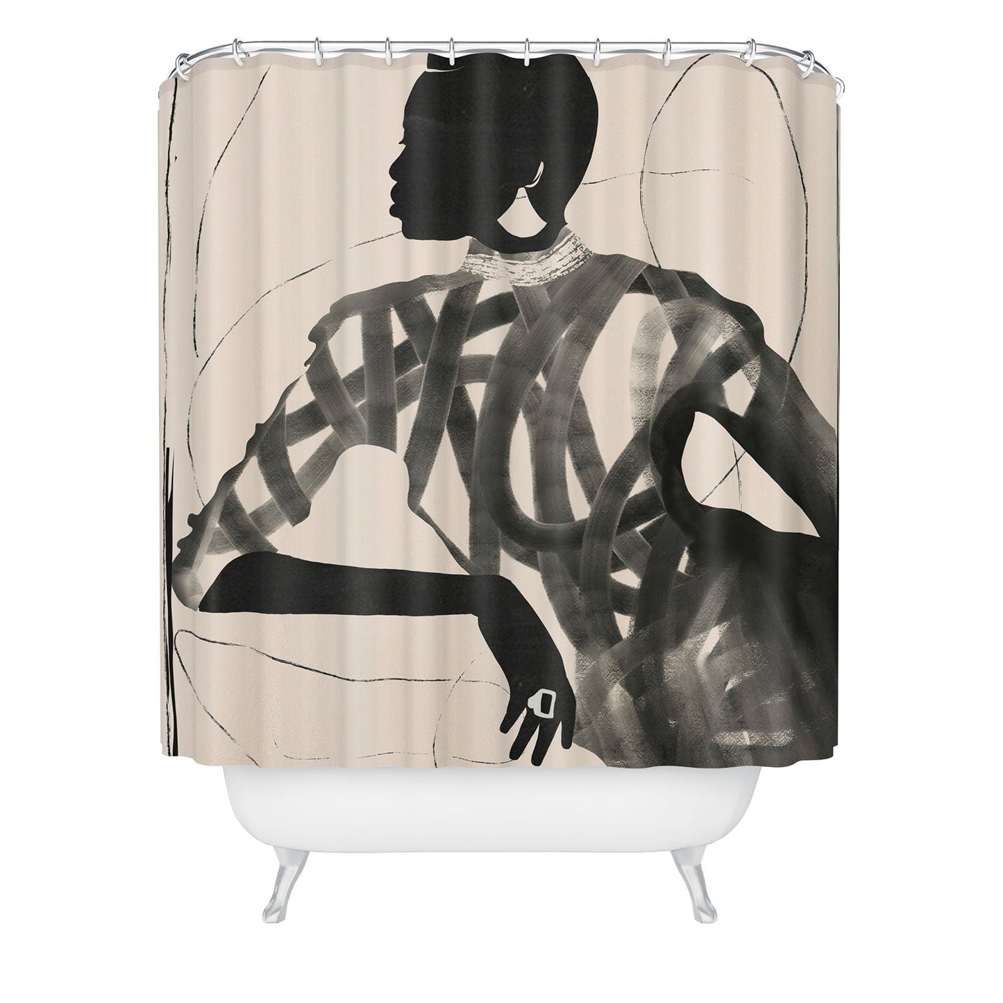 ThingDesign Lady Portrait Shower Curtain