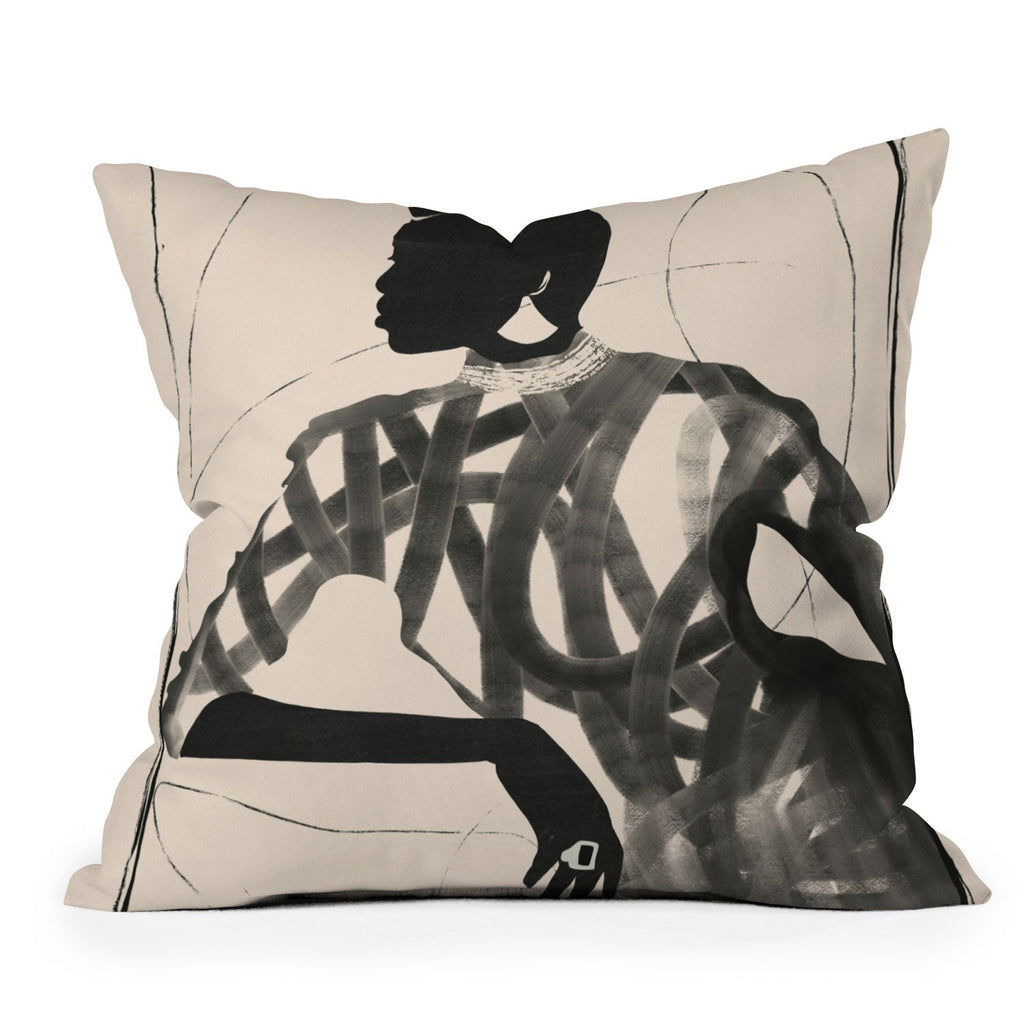 ThingDesign Lady Portrait Throw Pillow