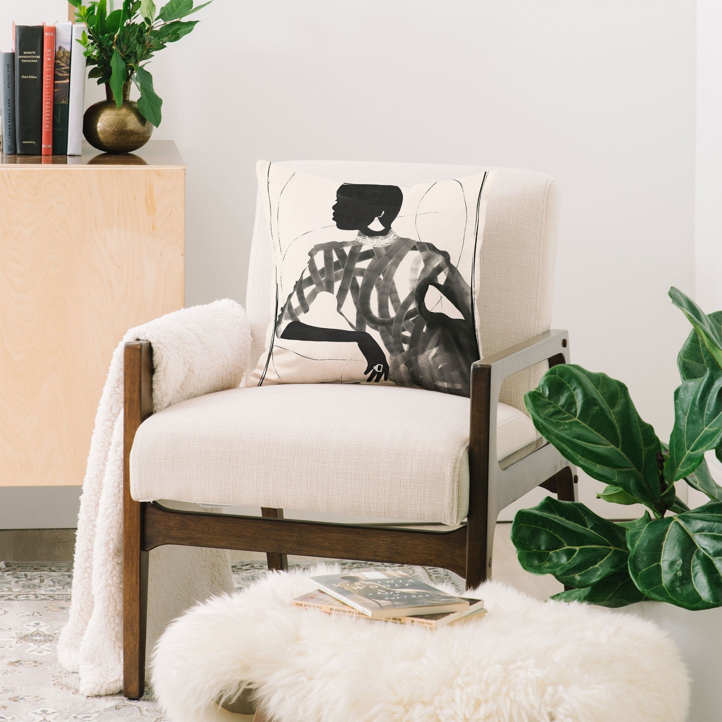 ThingDesign Lady Portrait Throw Pillow