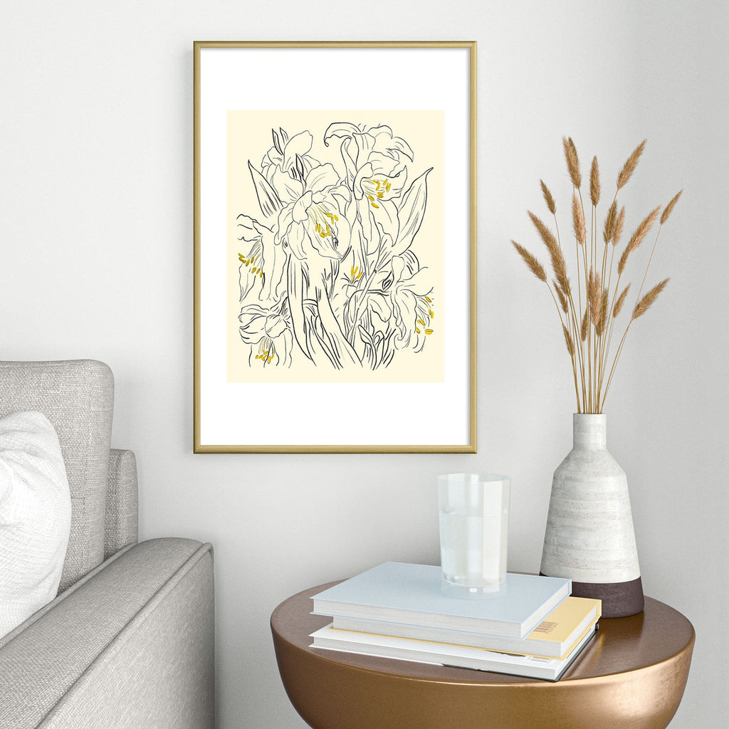 ThingDesign Minimalist Garden flowers Metal Framed Art Print