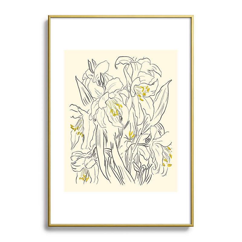 ThingDesign Minimalist Garden flowers Metal Framed Art Print