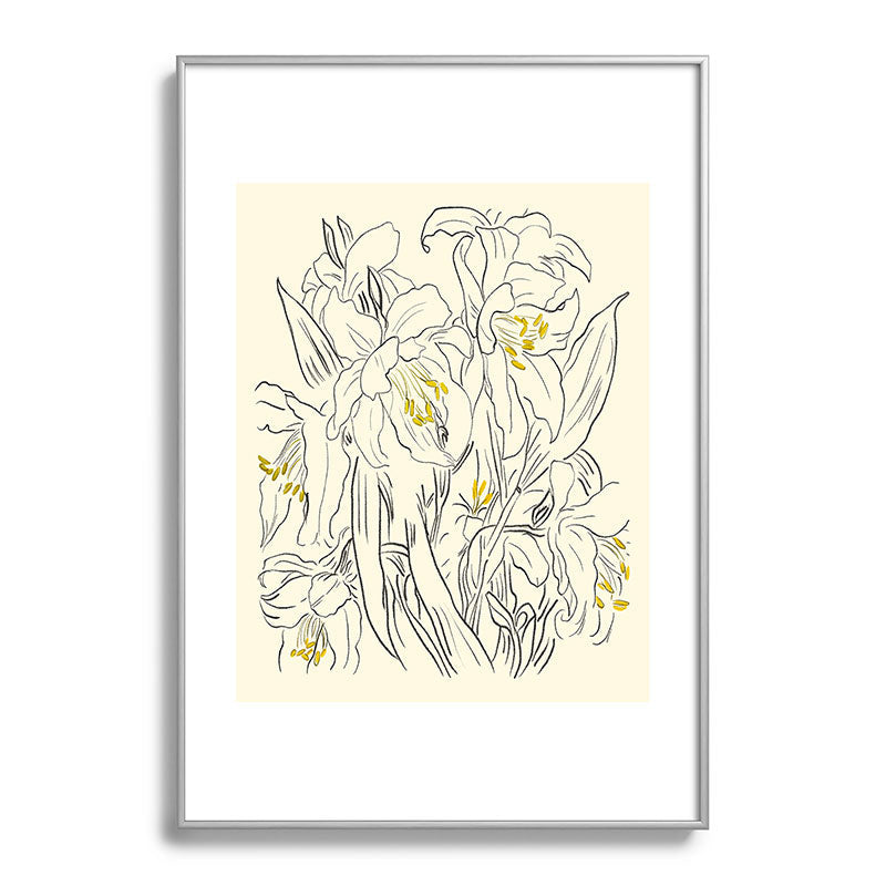 ThingDesign Minimalist Garden flowers Metal Framed Art Print