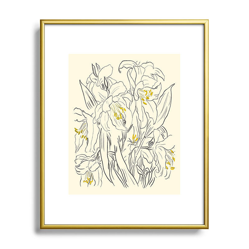 ThingDesign Minimalist Garden flowers Metal Framed Art Print