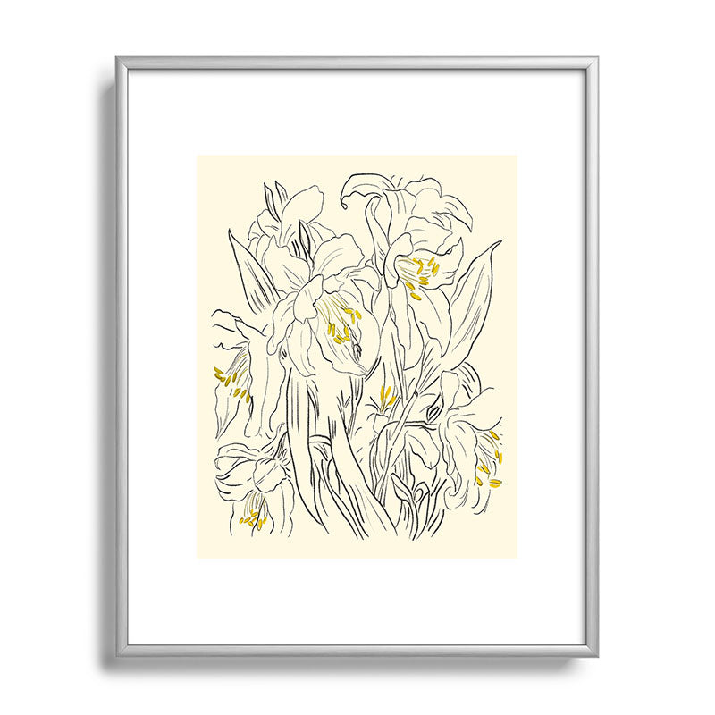 ThingDesign Minimalist Garden flowers Metal Framed Art Print