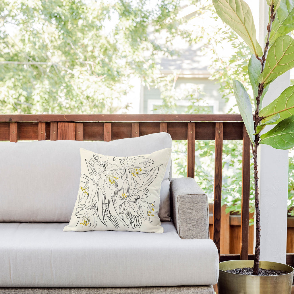 ThingDesign Minimalist Garden flowers Outdoor Throw Pillow