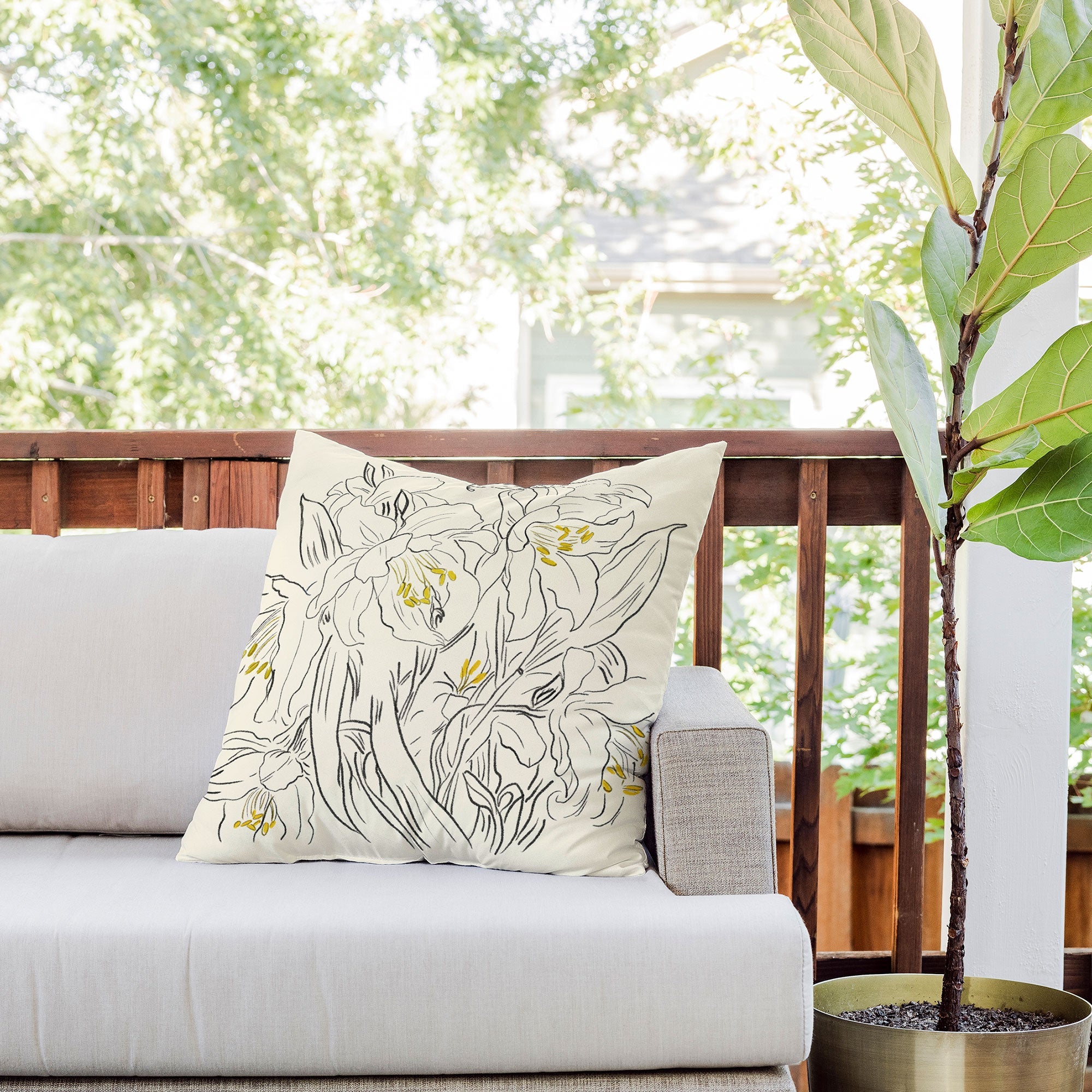 ThingDesign Minimalist Garden flowers Outdoor Throw Pillow