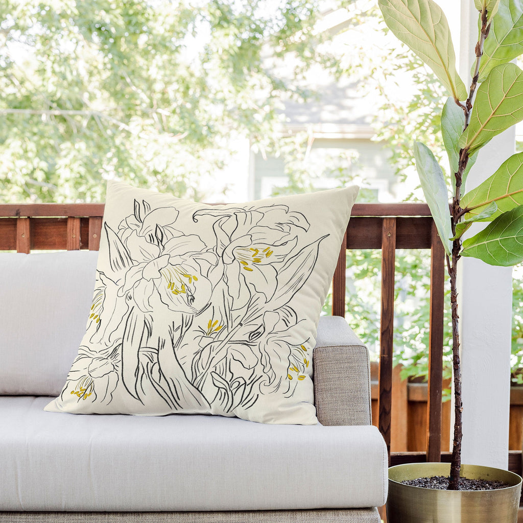 ThingDesign Minimalist Garden flowers Outdoor Throw Pillow
