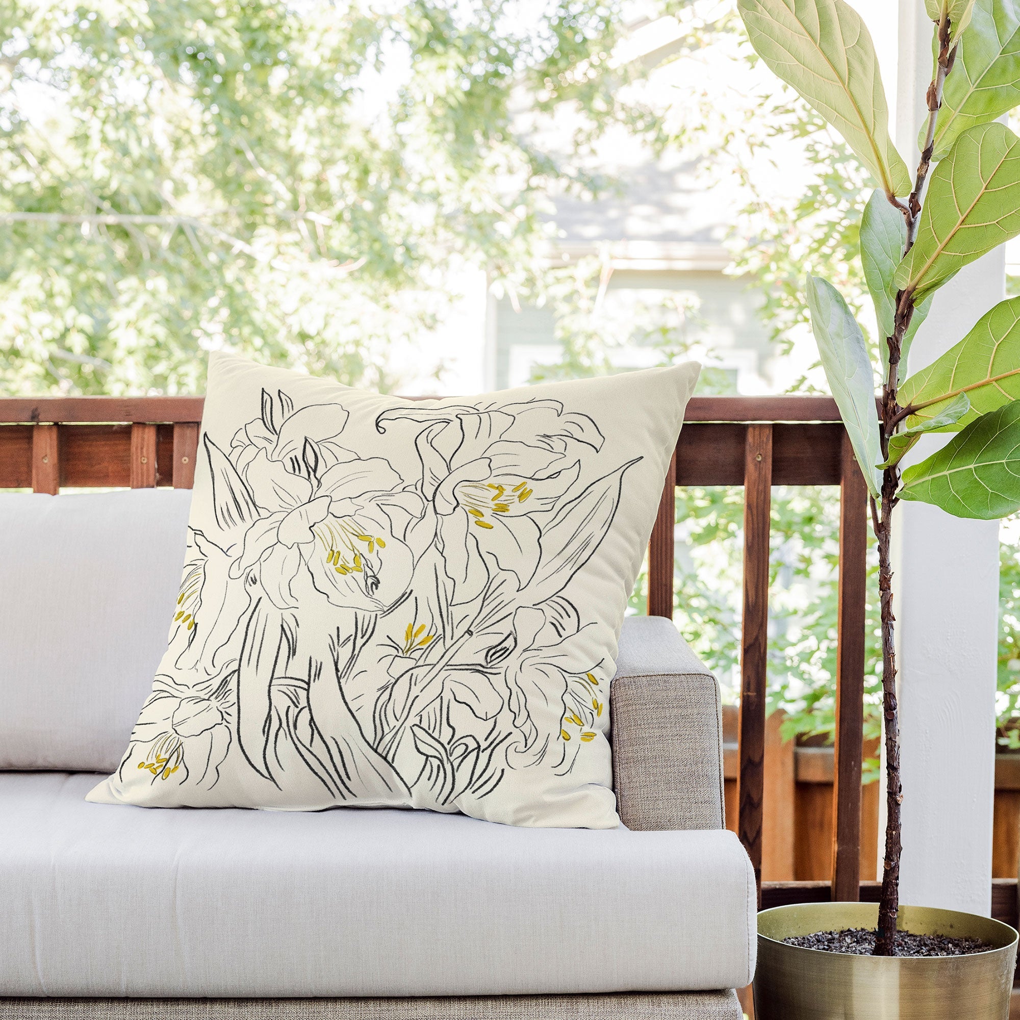 ThingDesign Minimalist Garden flowers Outdoor Throw Pillow