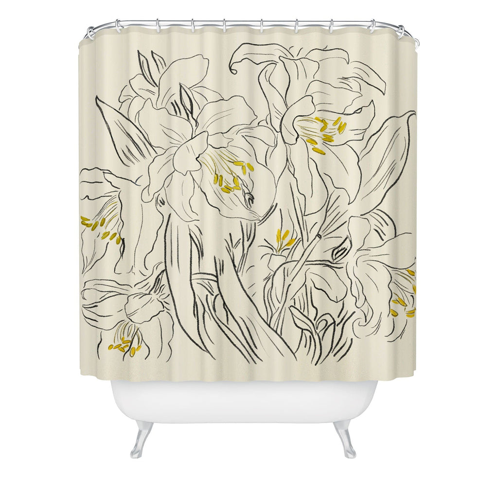 ThingDesign Minimalist Garden flowers Shower Curtain
