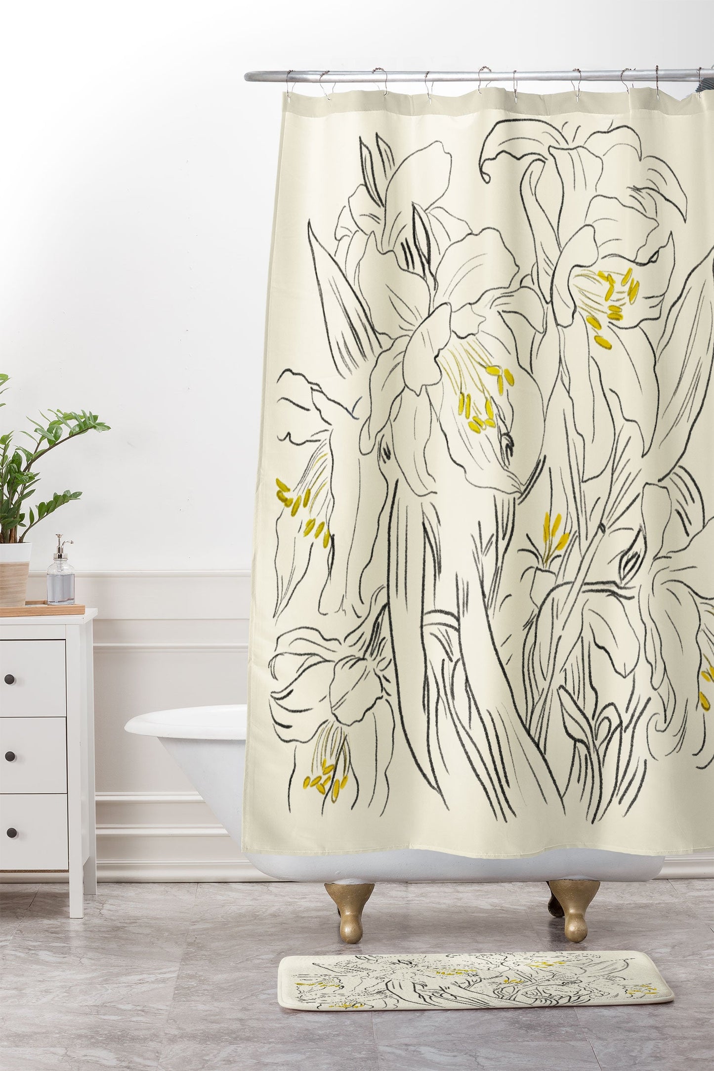 ThingDesign Minimalist Garden flowers Memory Foam Bath Mat