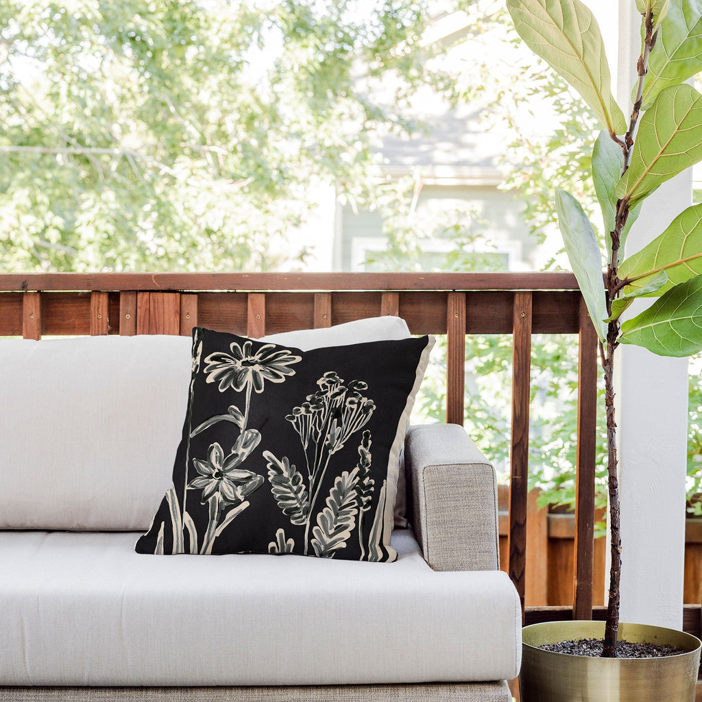ThingDesign Minimalist wildflowers 3 Outdoor Throw Pillow