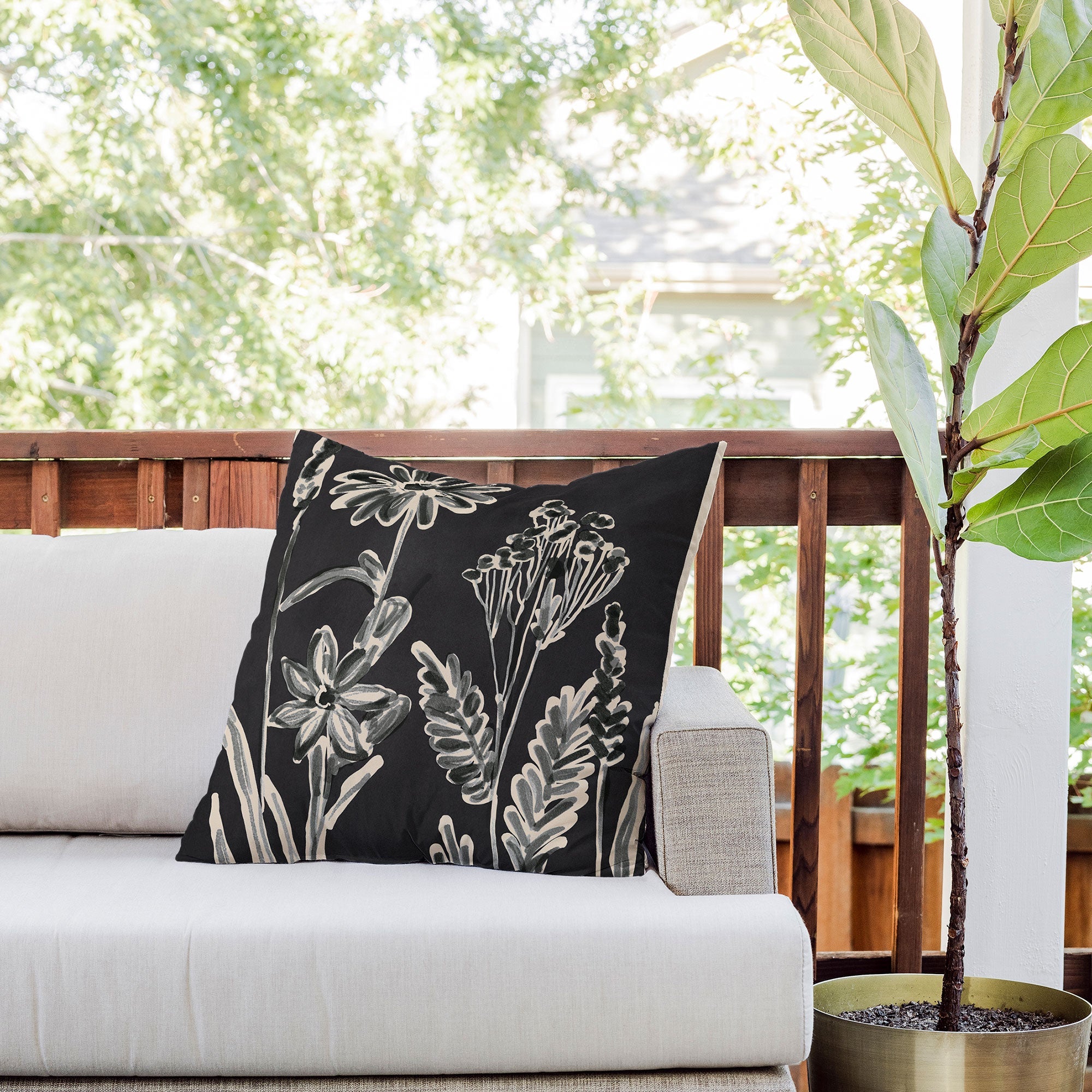 ThingDesign Minimalist wildflowers 3 Outdoor Throw Pillow