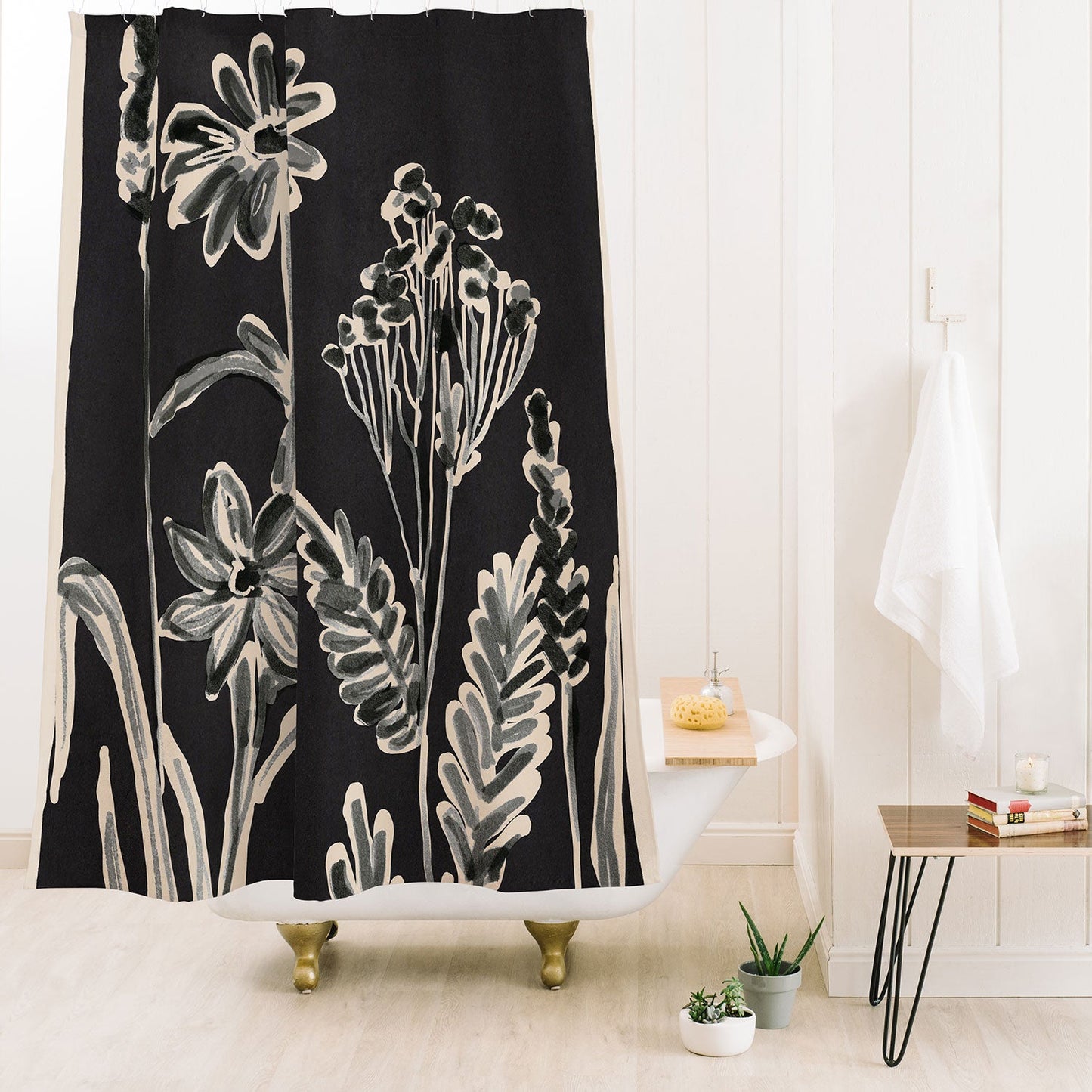 ThingDesign Minimalist wildflowers 3 Shower Curtain