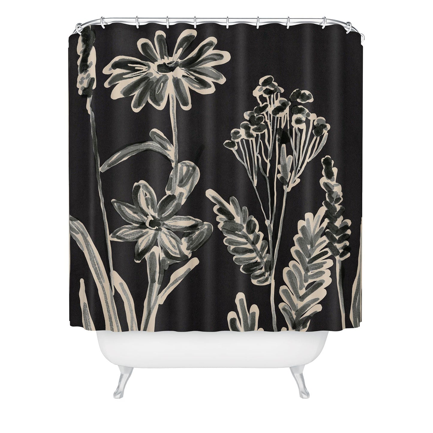 ThingDesign Minimalist wildflowers 3 Shower Curtain