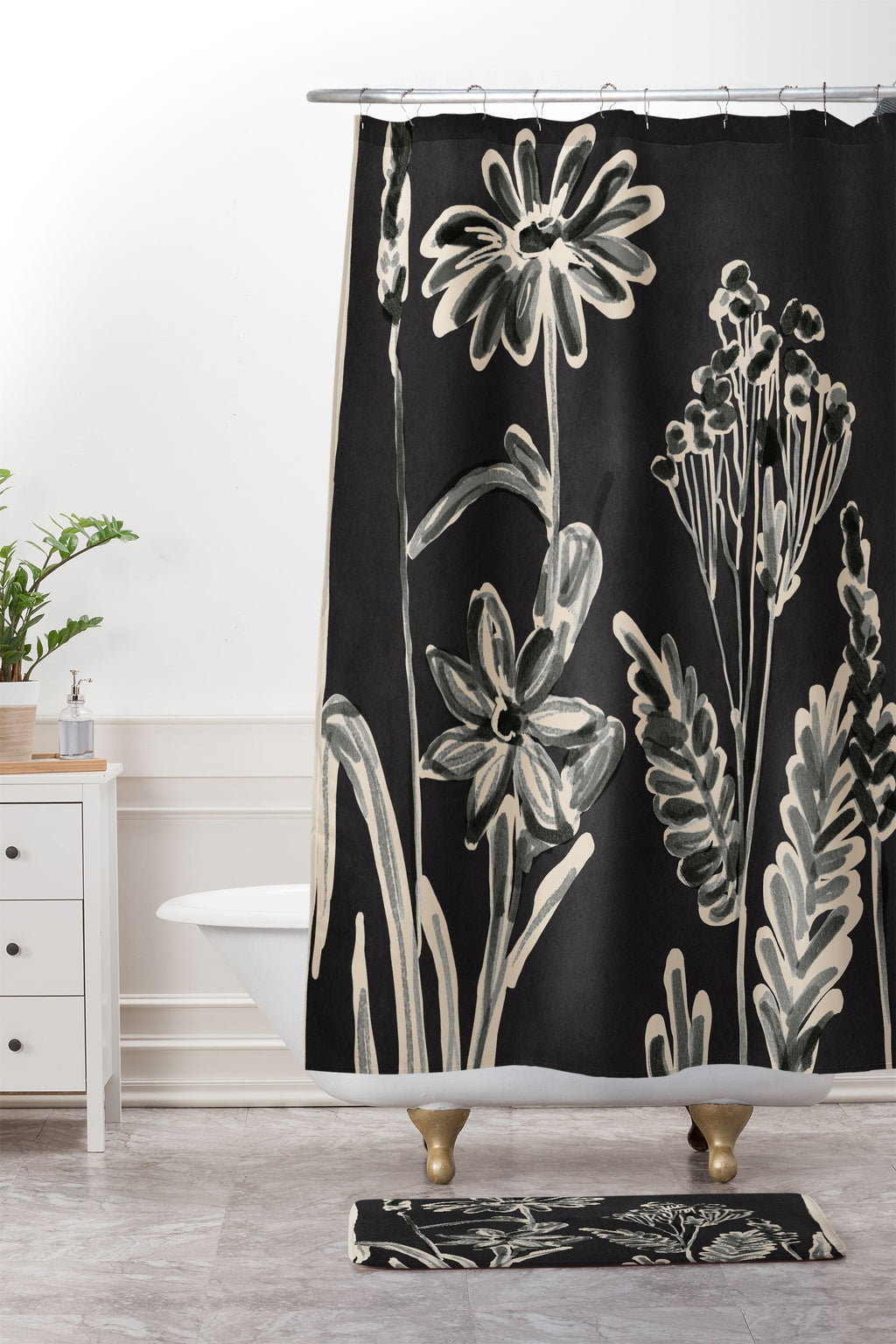 ThingDesign Minimalist wildflowers 3 Memory Foam Bath Mat