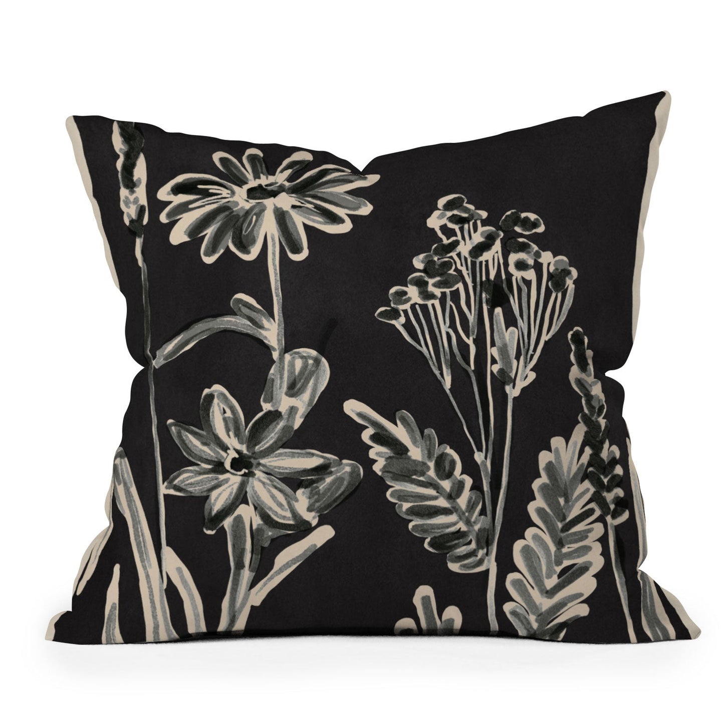 ThingDesign Minimalist wildflowers 3 Throw Pillow