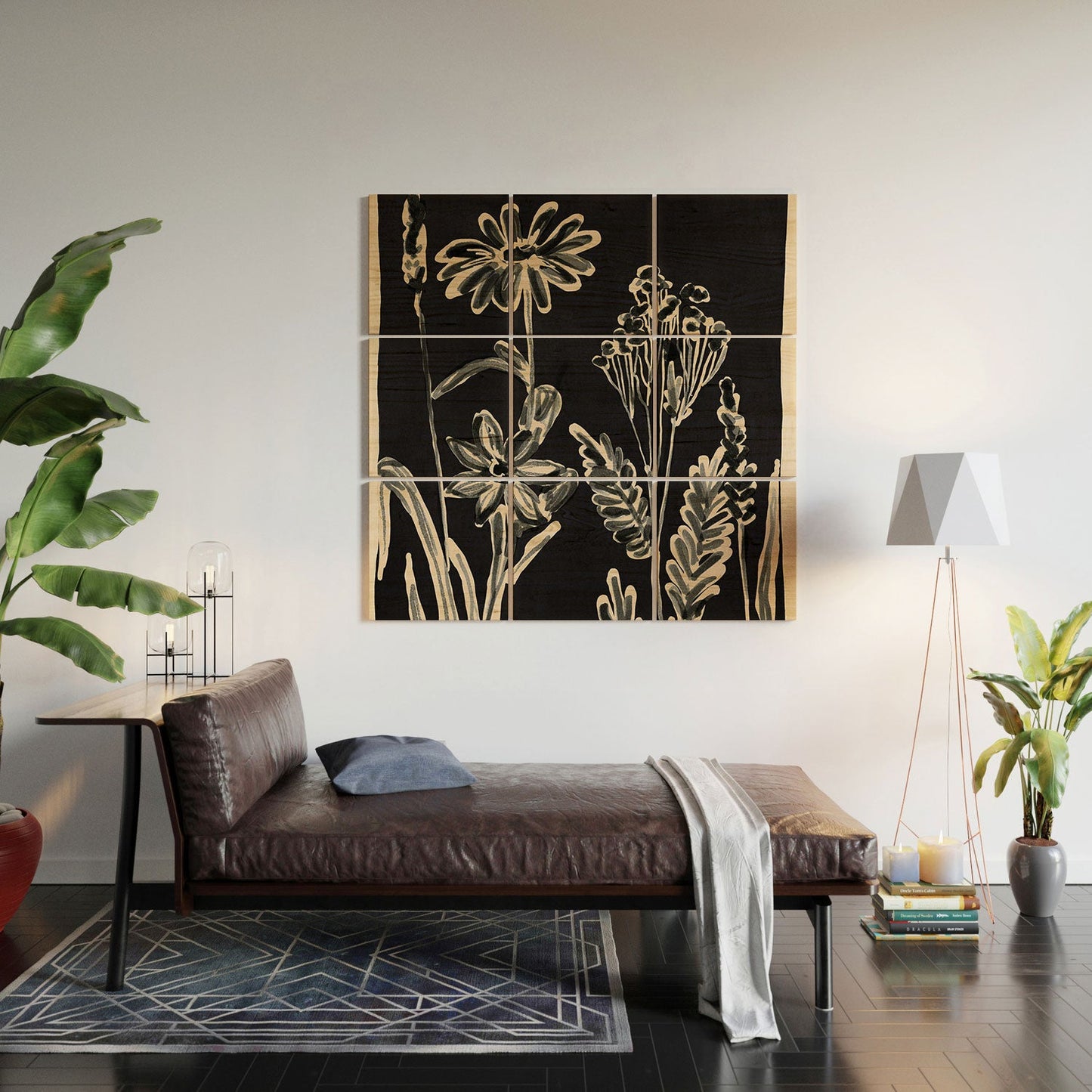 ThingDesign Minimalist wildflowers 3 Wood Wall Mural