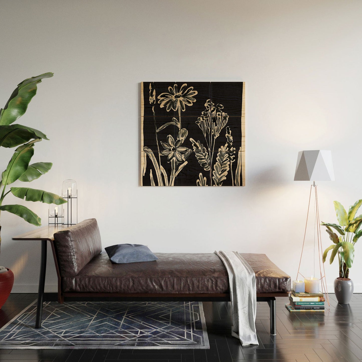 ThingDesign Minimalist wildflowers 3 Wood Wall Mural