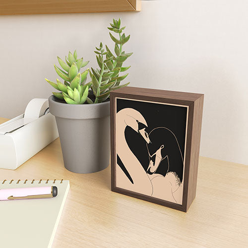 ThingDesign Two Swans I Framed Mini Art Print