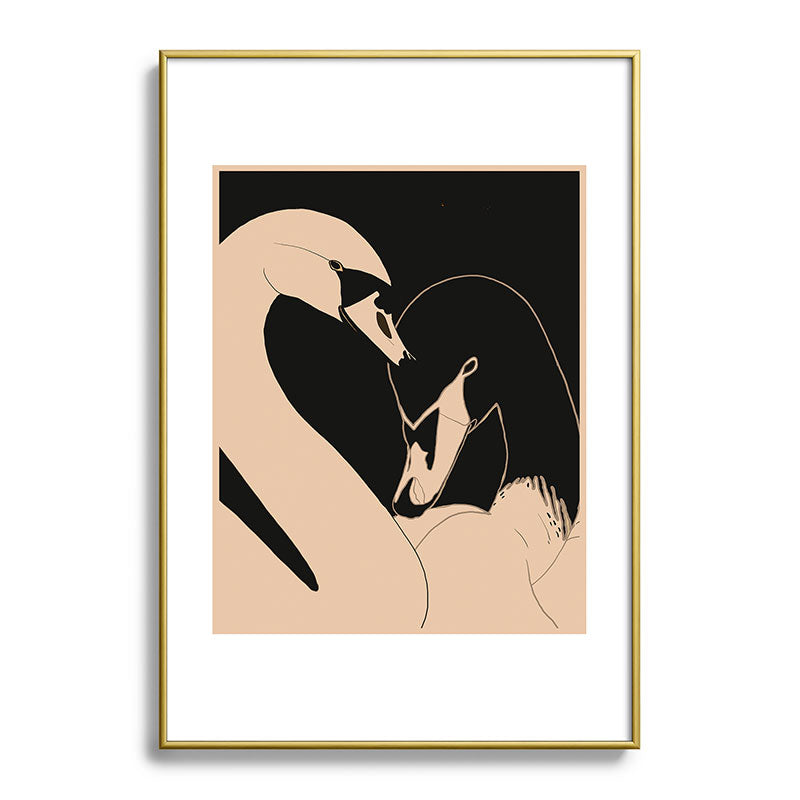 ThingDesign Two Swans I Metal Framed Art Print