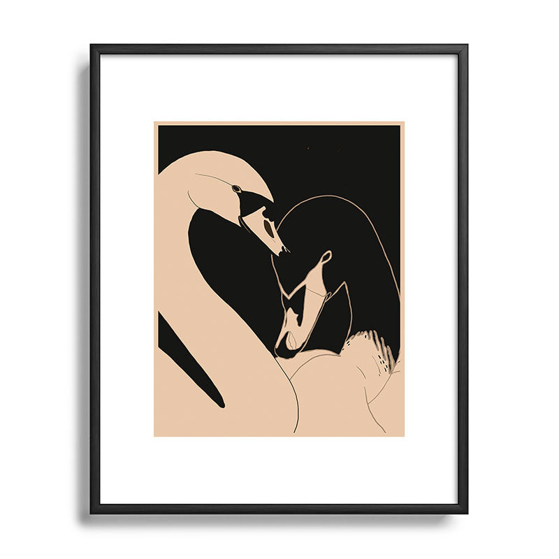 ThingDesign Two Swans I Metal Framed Art Print