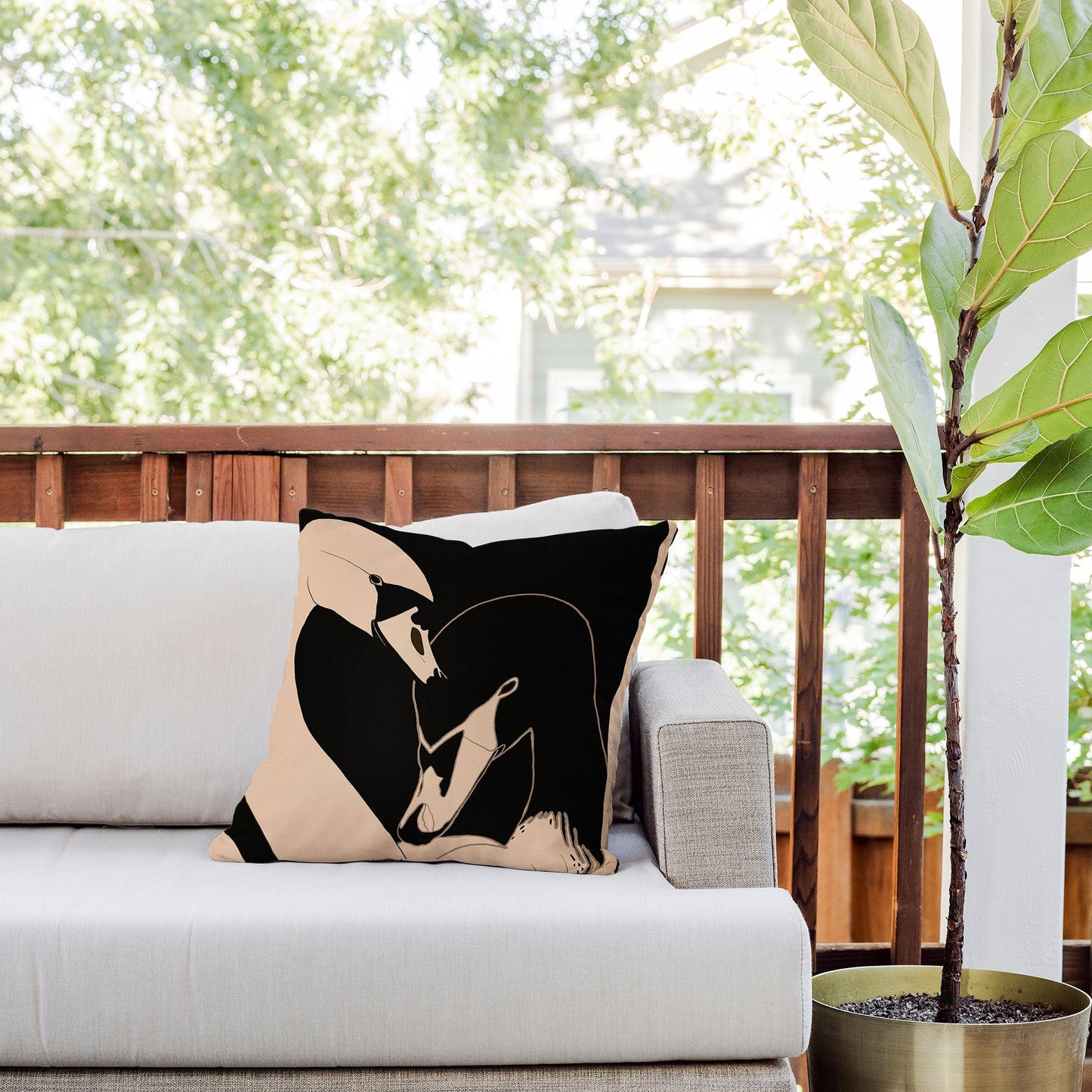 ThingDesign Two Swans I Outdoor Throw Pillow