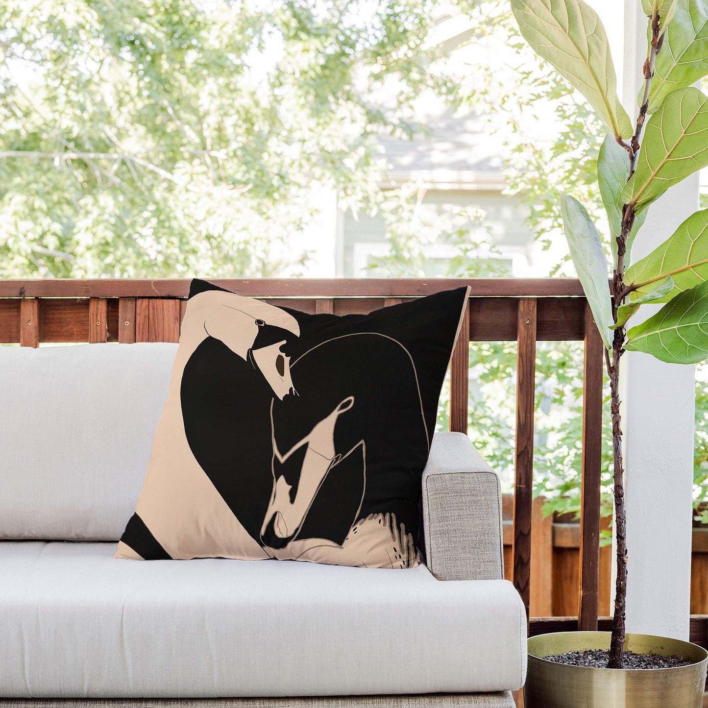 ThingDesign Two Swans I Outdoor Throw Pillow
