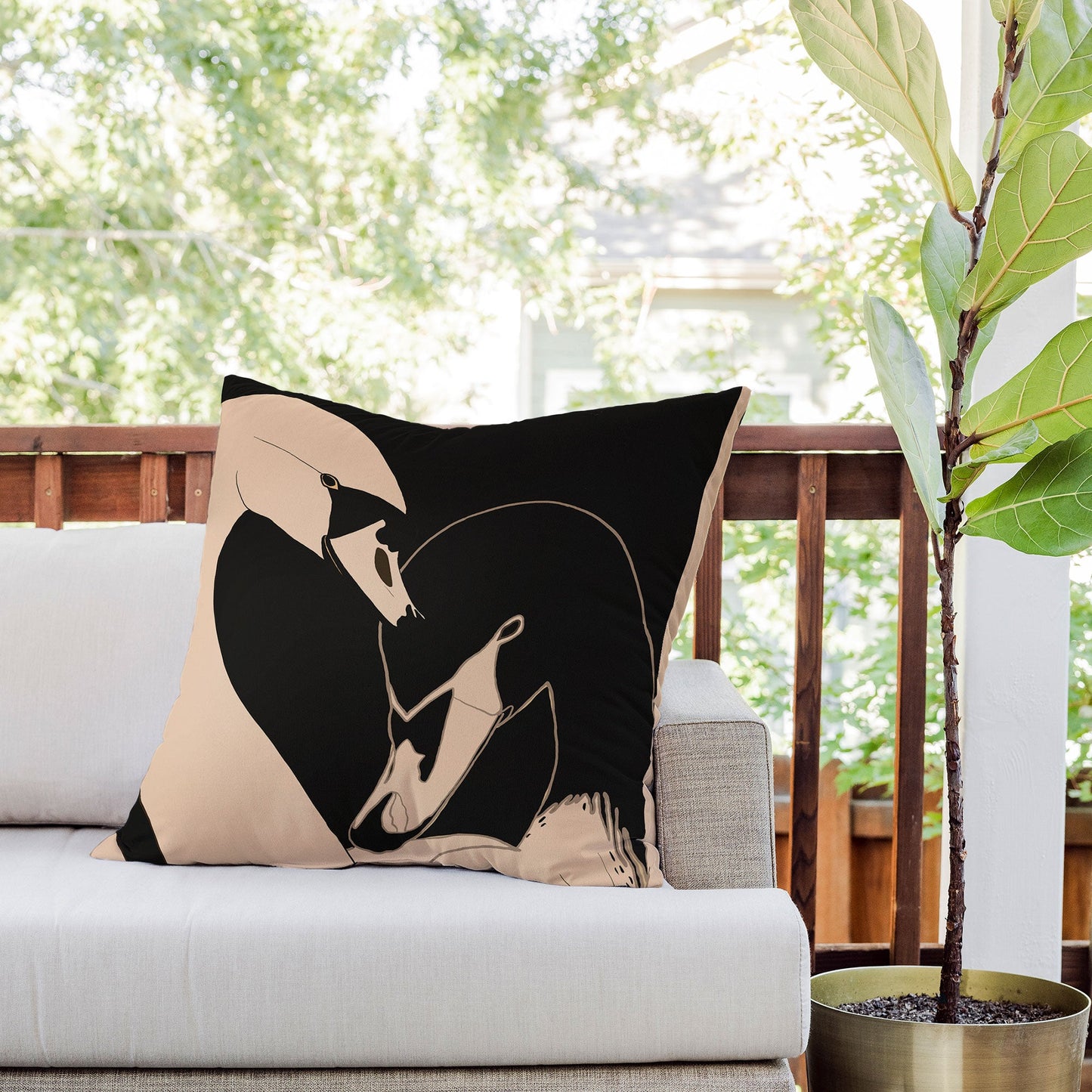 ThingDesign Two Swans I Outdoor Throw Pillow