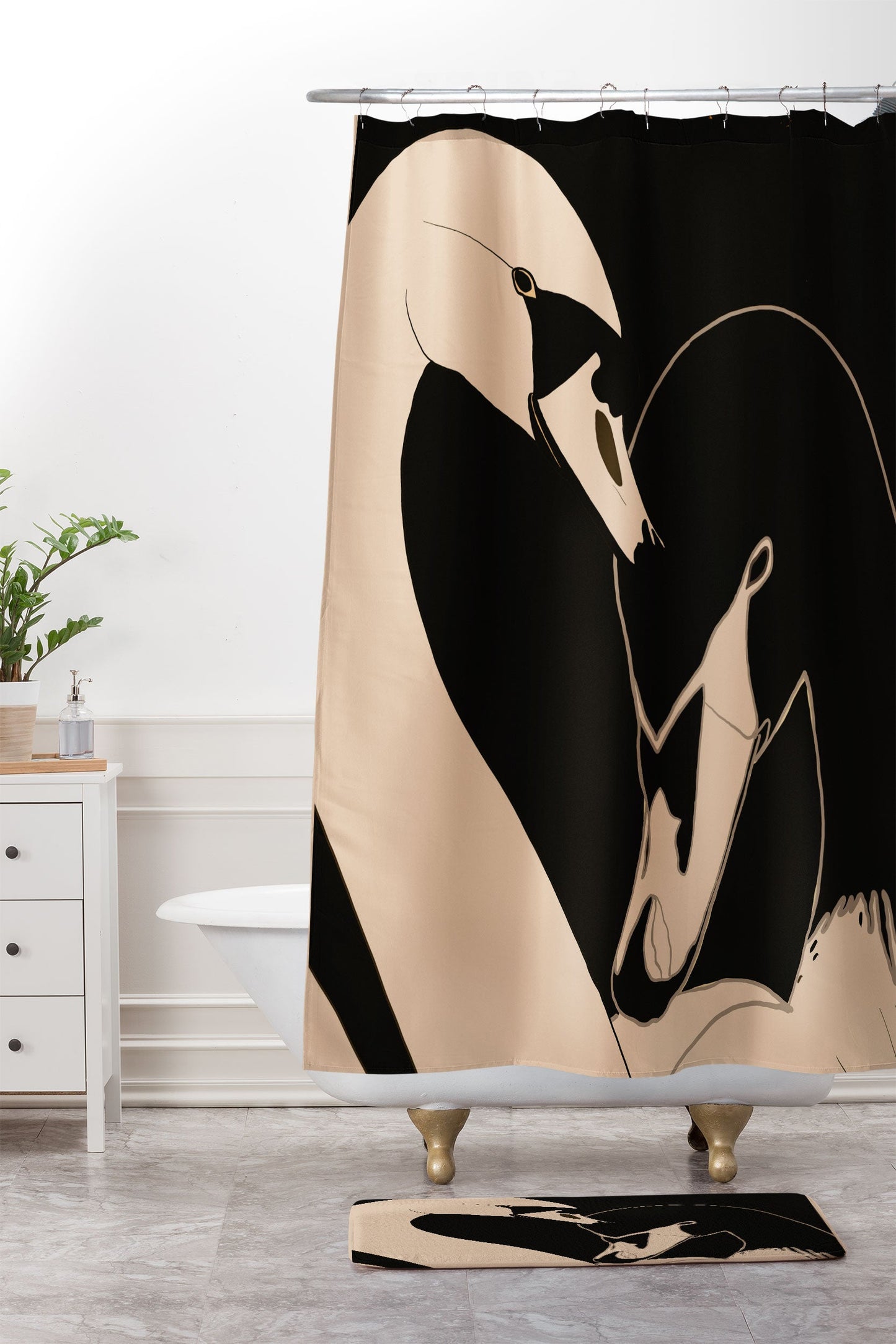 ThingDesign Two Swans I Memory Foam Bath Mat