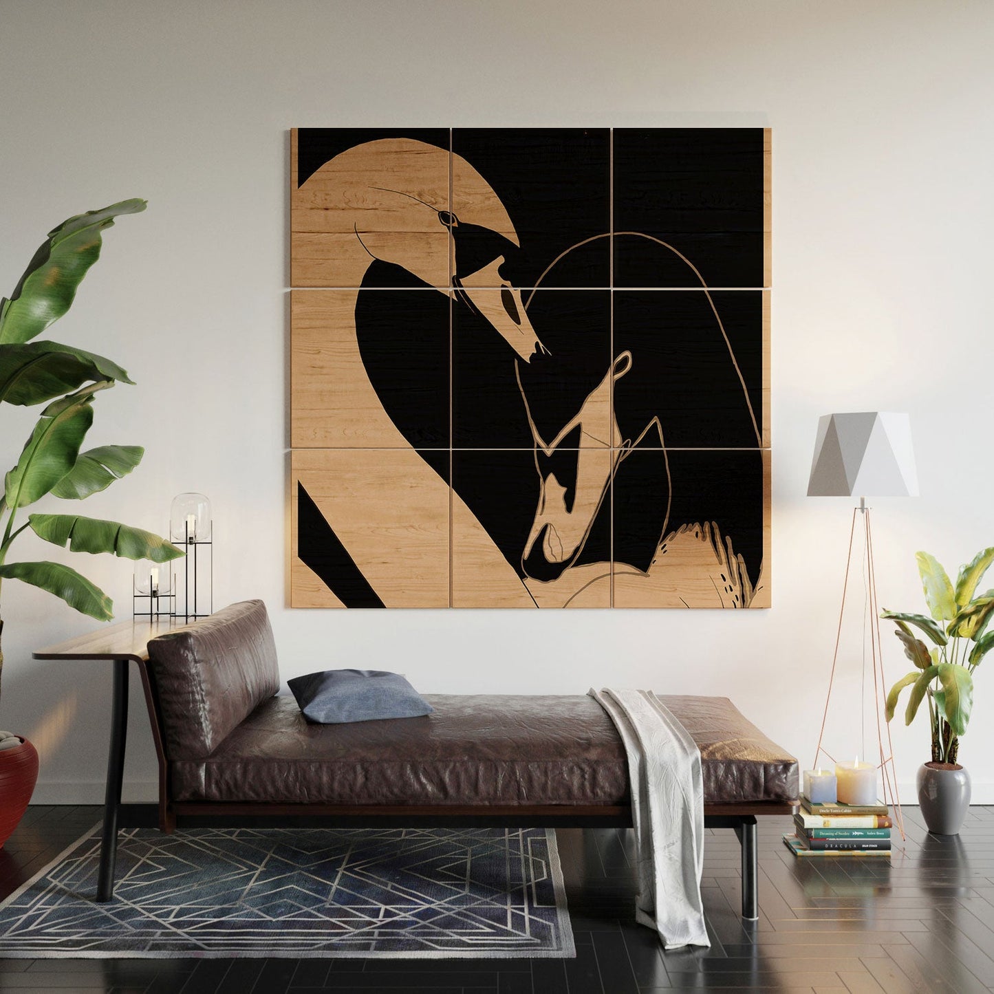 ThingDesign Two Swans I Wood Wall Mural
