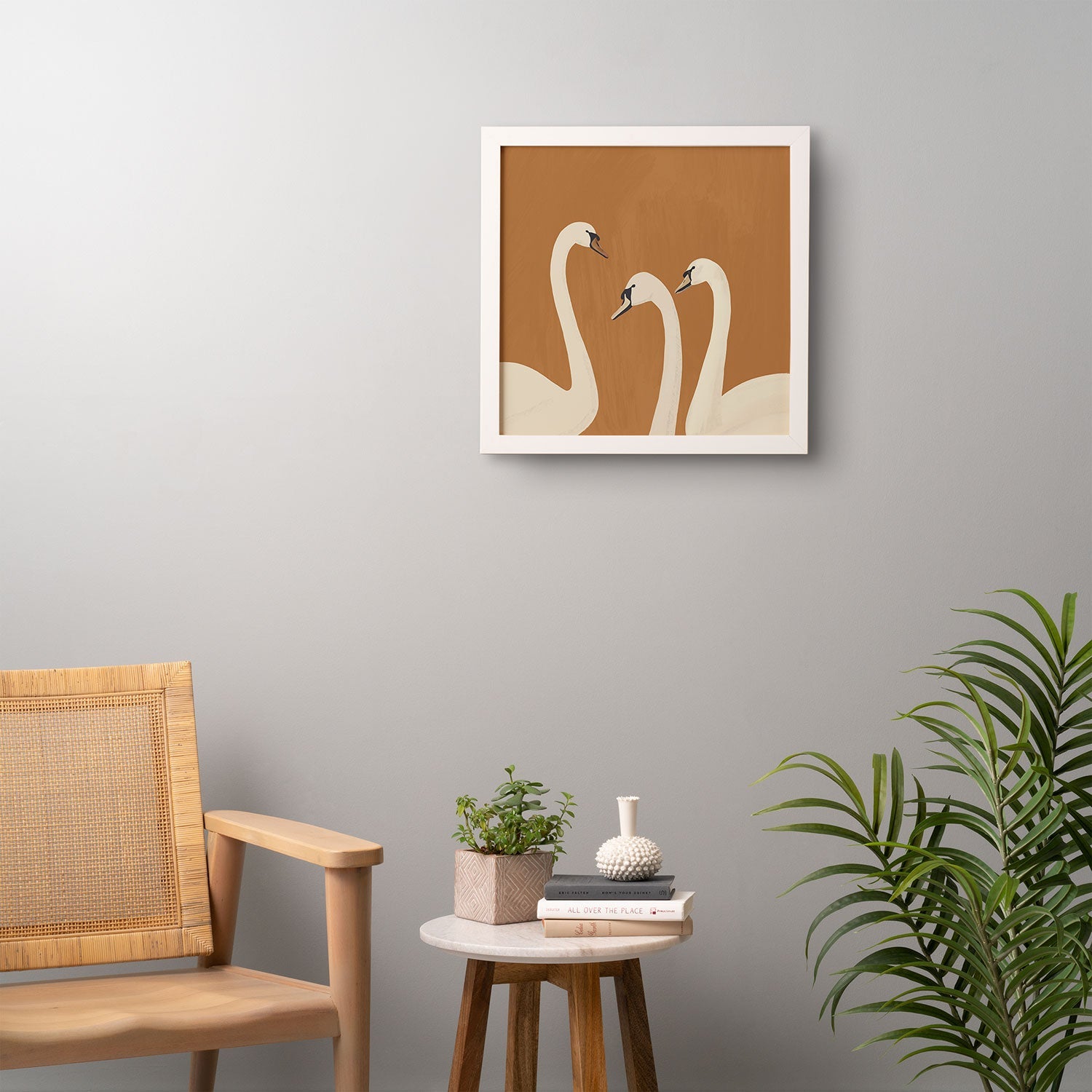 ThingDesign White Swans 2 Framed Wall Art