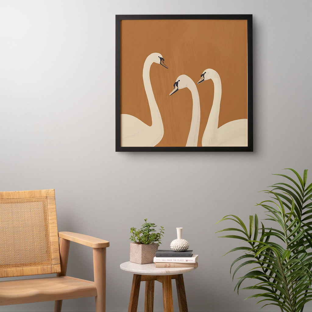 ThingDesign White Swans 2 Framed Wall Art
