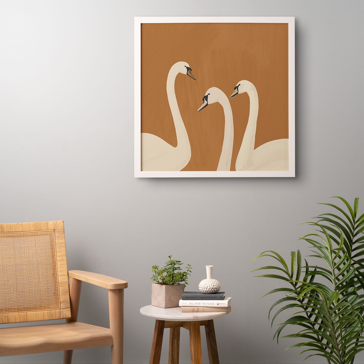 ThingDesign White Swans 2 Framed Wall Art