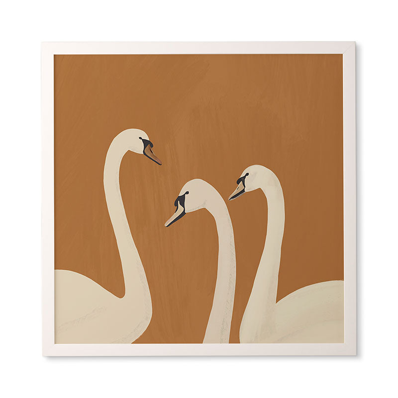 ThingDesign White Swans 2 Framed Wall Art