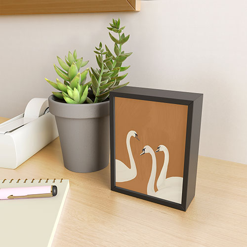 ThingDesign White Swans 2 Framed Mini Art Print