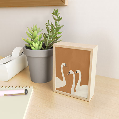 ThingDesign White Swans 2 Framed Mini Art Print