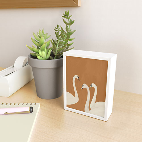 ThingDesign White Swans 2 Framed Mini Art Print