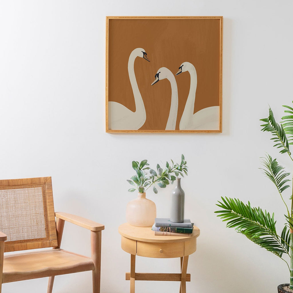 ThingDesign White Swans 2 Framed Wall Art