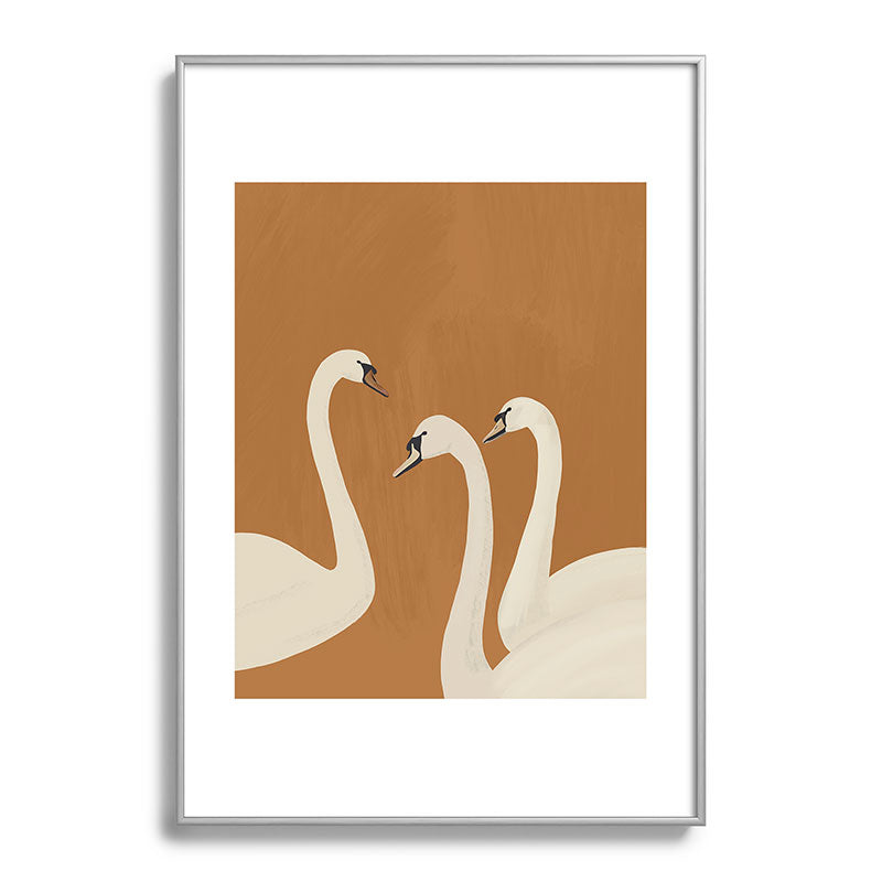 ThingDesign White Swans 2 Metal Framed Art Print