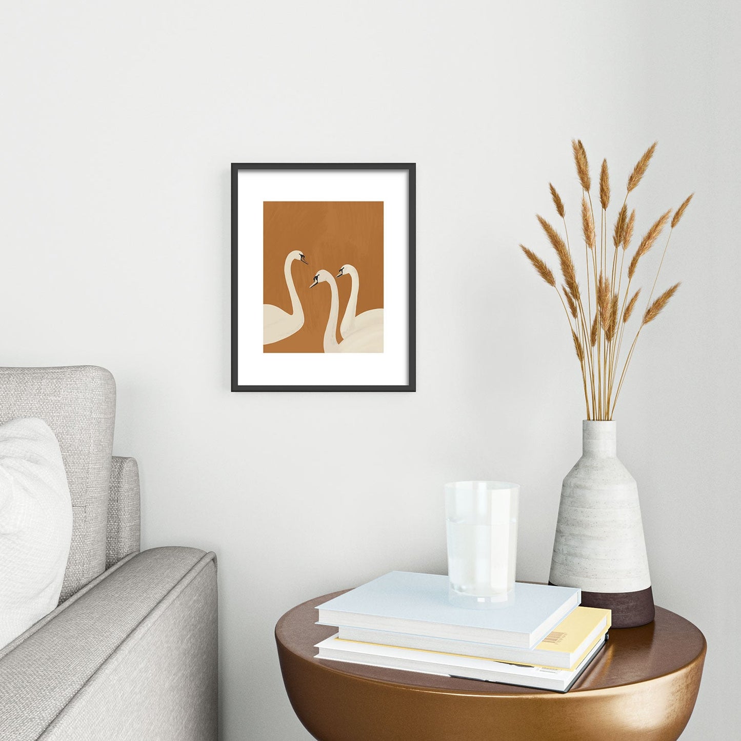 ThingDesign White Swans 2 Metal Framed Art Print