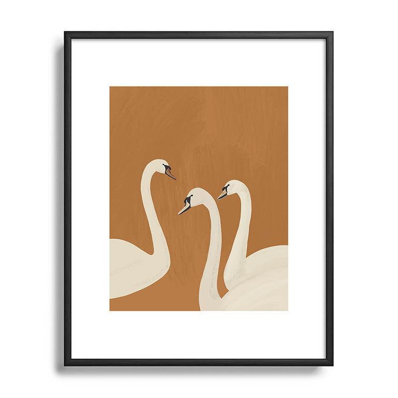 ThingDesign White Swans 2 Metal Framed Art Print