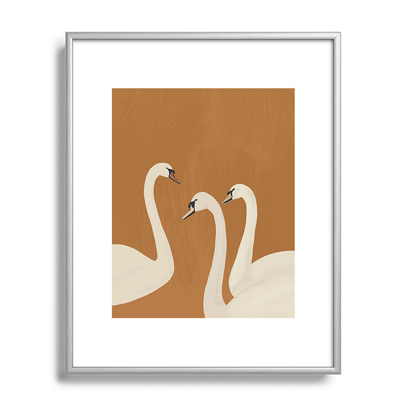 ThingDesign White Swans 2 Metal Framed Art Print