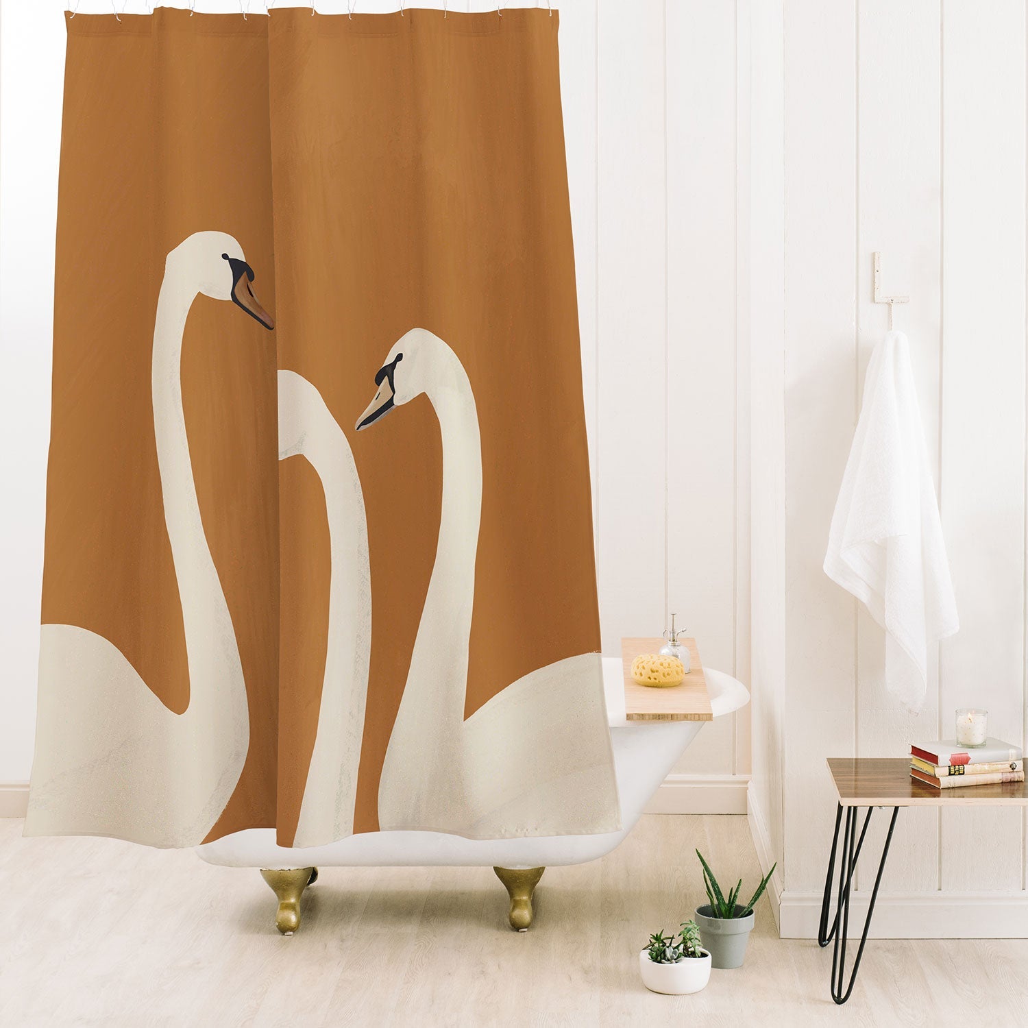 ThingDesign White Swans 2 Shower Curtain