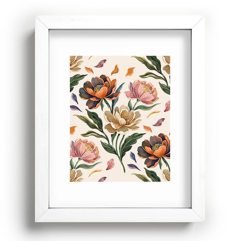 Marta Barragan Camarasa Hand Painted Peony Florals Recessed Framing Rectangle