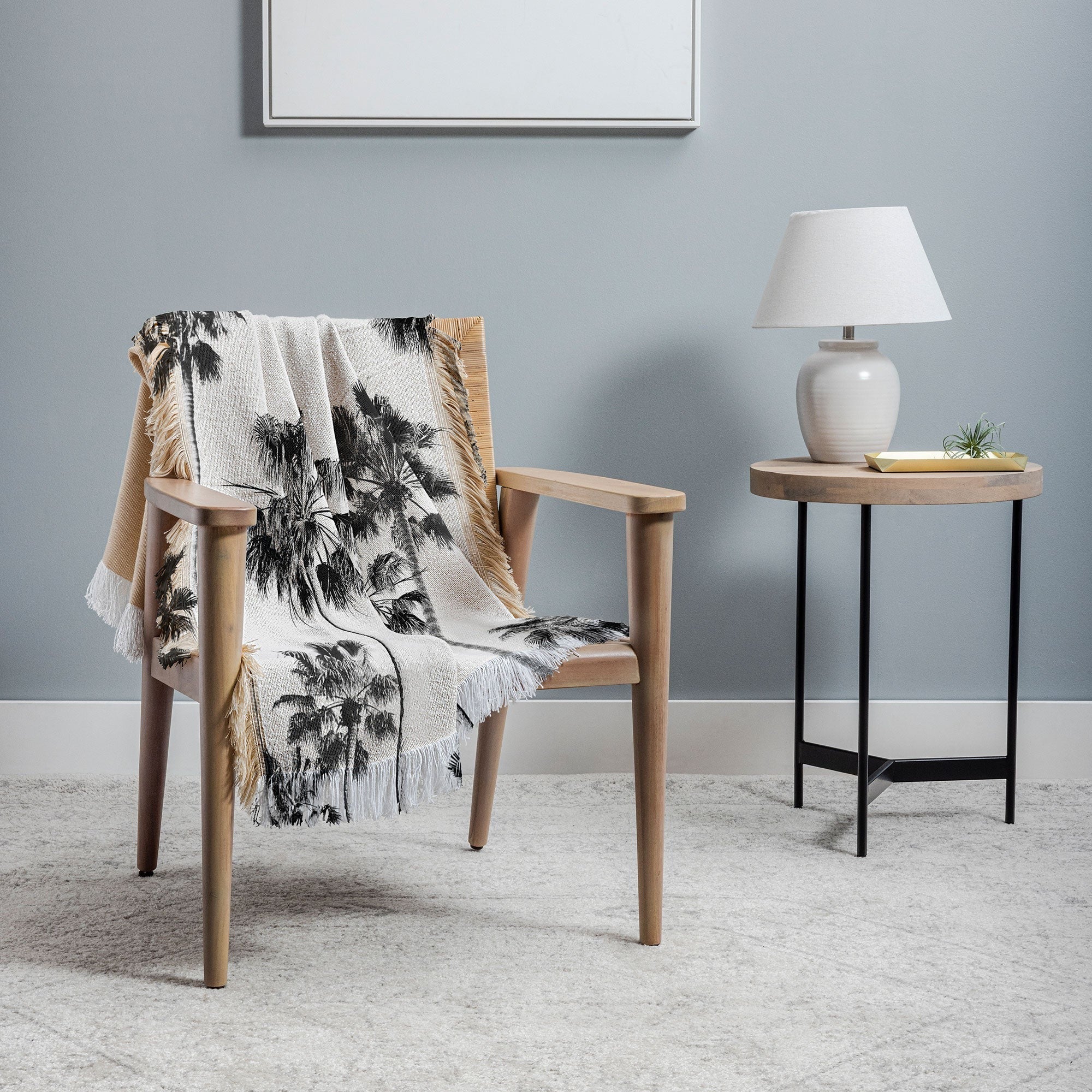 Gal Design Black And White Palms Throw Blanket