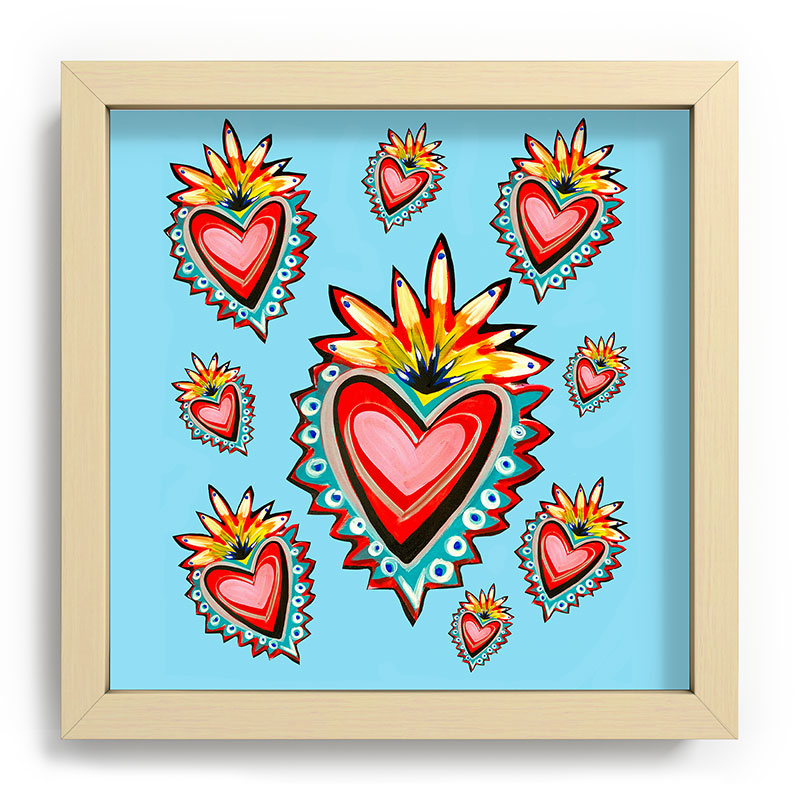 Tina Salazar Hearts in Blue Recessed Framing Square