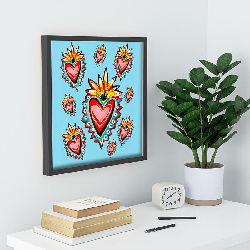 Tina Salazar Hearts in Blue Recessed Framing Square
