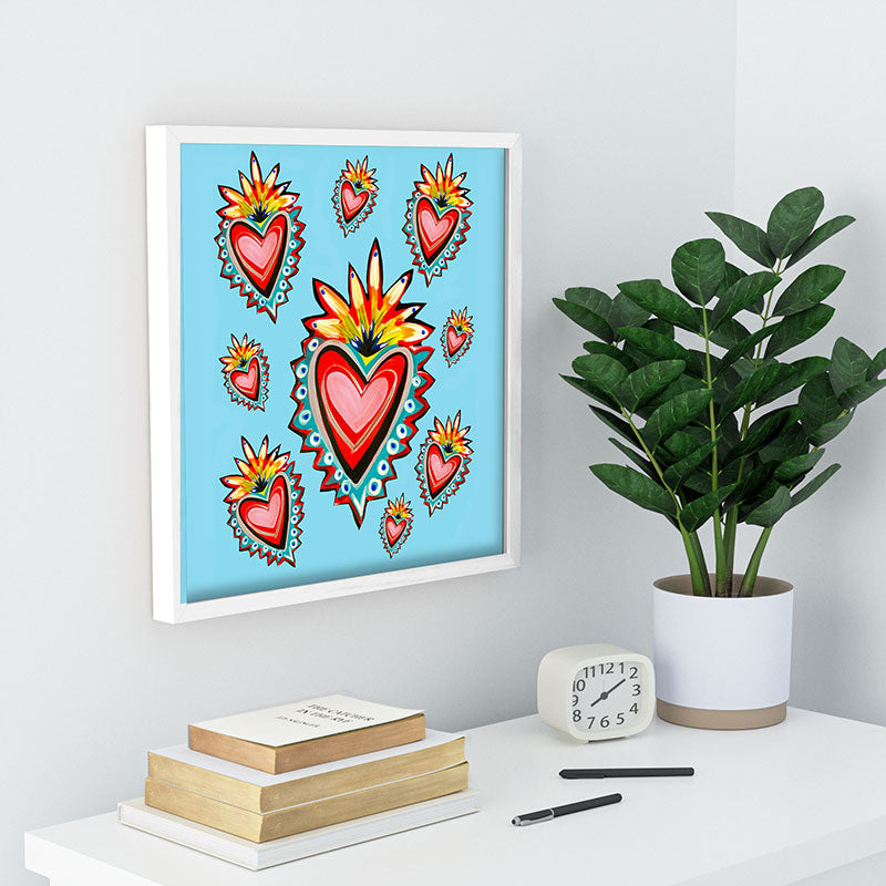 Tina Salazar Hearts in Blue Recessed Framing Square