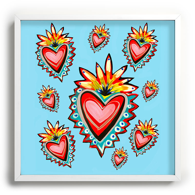 Tina Salazar Hearts in Blue Recessed Framing Square